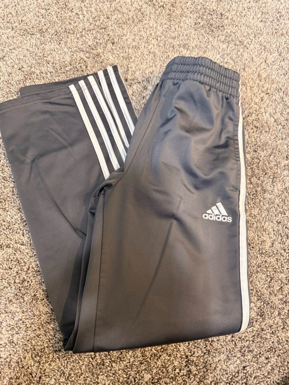 adidas Kids gray Joggers with White Stripes